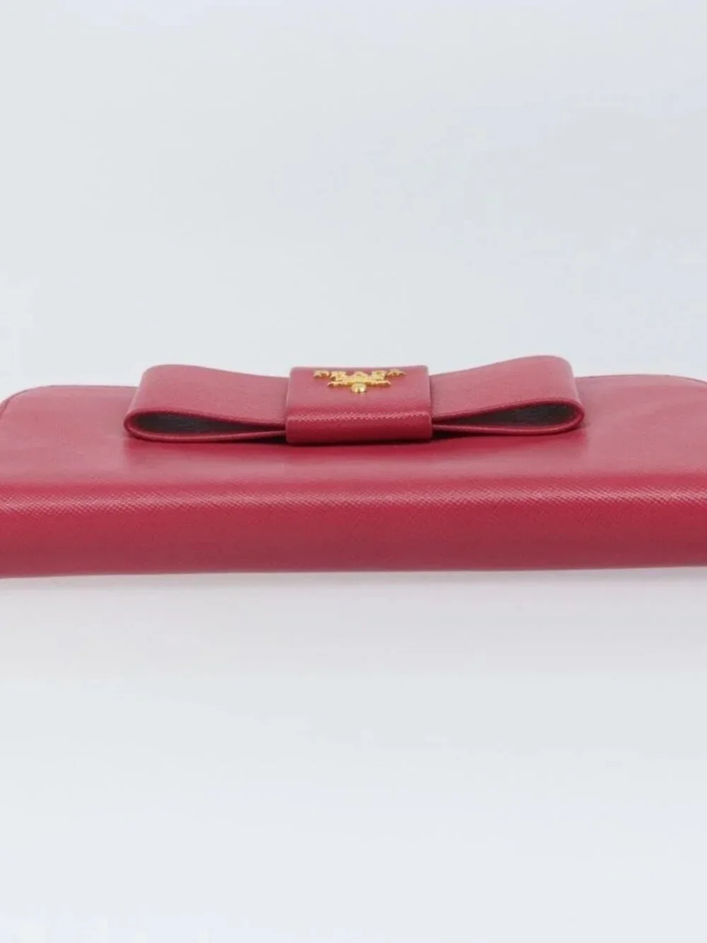 PRADA Ribbon Long Wallet Safiano leather Pink Gold